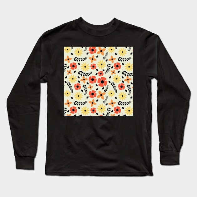 Flower and leaves pattern Long Sleeve T-Shirt by zaiynabhw